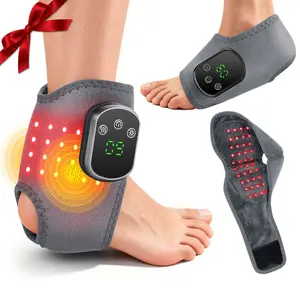 Electric Ankle Foot Massager, Cordless Red Light Ankle Heating Pad, 5 Levels Hot Compress, 3 Vibration Modes, Ankle Protector Strap, Relaxing Massage,  Holiday Gift
