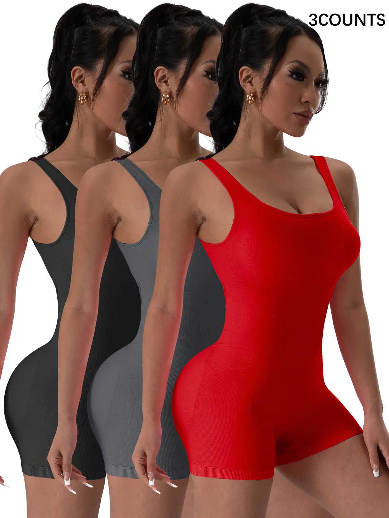 Women's Solid U Neck Bodysuit, Casual Comfy Breathable Tank Romper for Daily Wear, Everyday Wear Shapewear, Body Shaper Shapewear, Womenswear for All Seasons