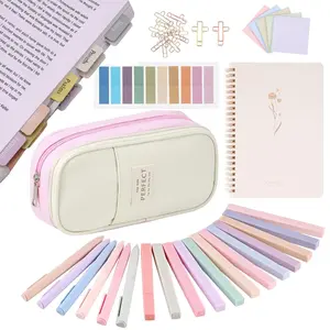 Bible Study Supplies Journaling Kit with Tabs and Highlighter, 1 Set Including Notebook & Pen Case & Stationery, Bible Annotation Kit