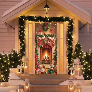 Elastic Room Door Decoration Set, Simple Installation, Christmas Halloween Door Cover, Holiday Party Decor, Party Decoration Supplies, 82.7in X 35.4in