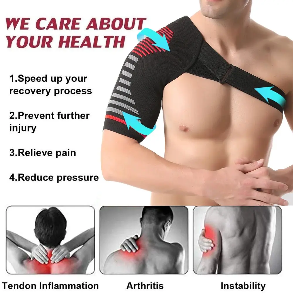 Men's Athletic Shoulder Brace, Adjustable 1-Piece Breathable Mesh Immobilizer for Rotator Cuff Support and Sports Injury Recovery, Shoulder Immobilizer, Prop 65 Safe