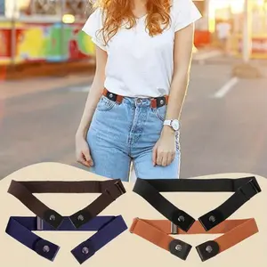 4PCS Belts for Women Buckle Free/Comfortable Adjustable Invisible Stretch Waist Belt No Buckle Easy To Wear/ for Women Men Jean Pants Dress/ Vintage Style Elastic Bands for Casual