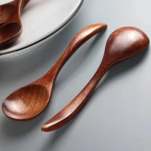 Wooden Rice Spoon Traditional Japanese Style, Rat Tail Design, Eco-Friendly Tableware Essential, Perfect for Ramen and Daily Use, Sleek Scoop