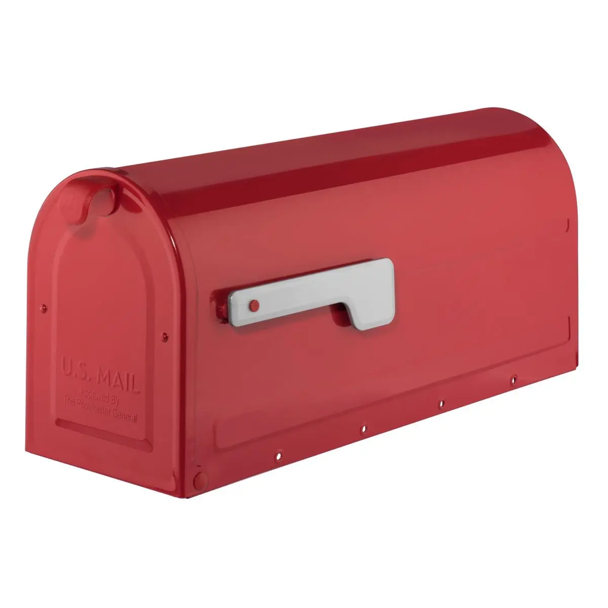 Architectural Mailboxes 7600R MB1 Metal Post-Mount Mailbox - Red, Silver Flag, Medium Size