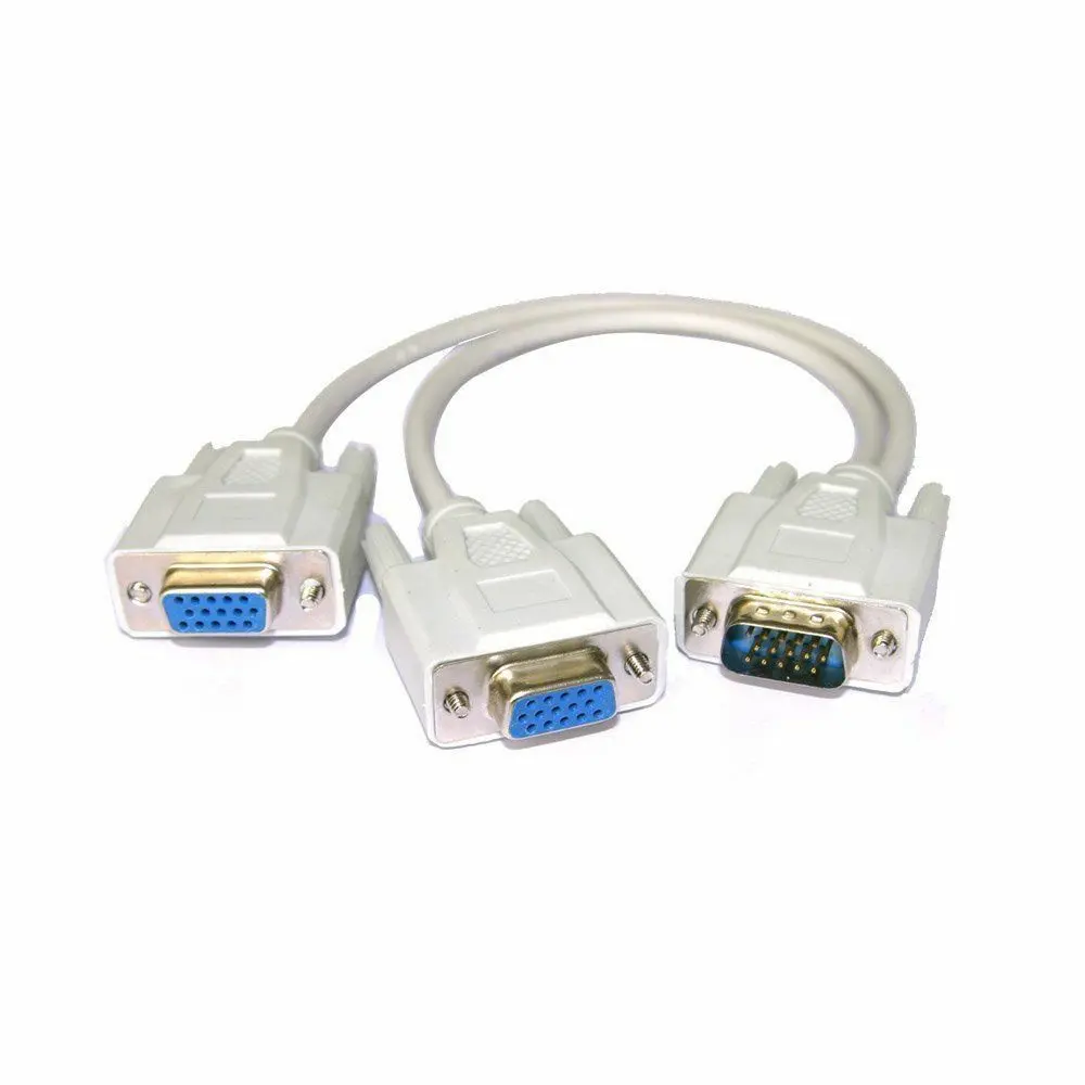 VGA SVGA 1 PC TO 2 MONITOR Male to 2 Dual Female Y Adapter Splitter Cable 15 PIN