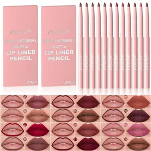 DUNUF 6 PCS  Matte Lip Liner Pencil Set | High Pigment & Long Lasting | Lip Contour Kit for All Skin Tones