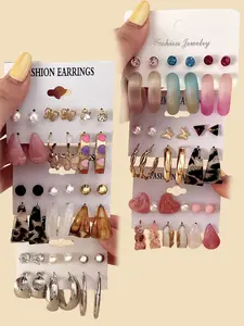 Mixed Color Fashionable Earrings, Fashion Jewelry for Party, Daily Clothing Decor, Trendy All-match & Exquisite Jewelry for Birthday Gift, Dangle Earrings Set, Earring Stacking Set