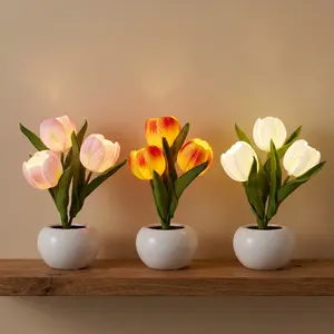 Tulip Flower Lamp, LED Simulation Tulip Nightlight with Vase Table Lamp Decoration Suitable for Home, Living Room, Tabletop Decoration, Mother's Day and Other Holiday Gifts
