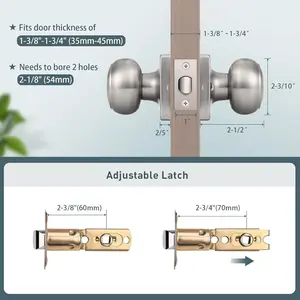 5 Pack Passage Door Knobs Interior for Hall/Closet, Satin Nickel Finish Keyless