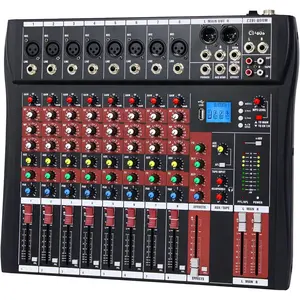 Audio Mixer 8 , CT-80S Professional Sound System Mixer Board DJ Mixing Console with Reverb MP3 Player  48V Phantom Power  USB Recording for Studio Karaoke Live