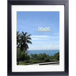16x20 Picture Frame, Display Pictures 11x14 with Mat or 16x20 Without Mat, Wall  Photo Frame,Black, 1 Pack