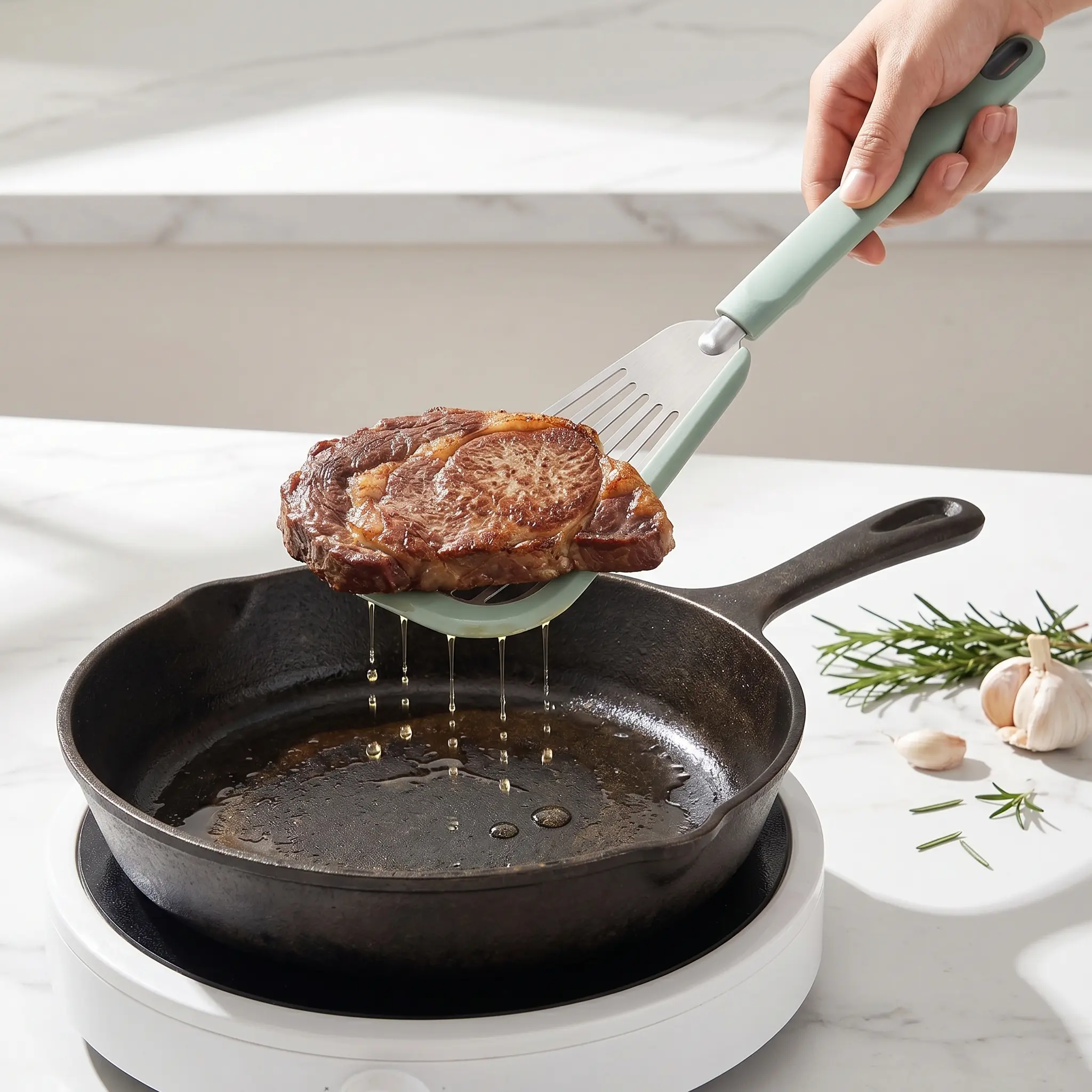 Flexible Silicone Butterfly Fish Spatula, Oil Filtering Slotted Turner with Non-Slip Handle, BPA-Free & Food Grade, Perfect for Busy Moms, Meal Preppers & Kitchen Newbies, Multi-Use Cooking Tool-YY0