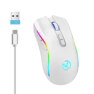 Wireless Mouse RGB Light Effect Rechargeable 2.4g Fiber Optic Mouse for Gaming Lightweight Gaming Mouse Wireless Mouse and Office Multiple Colors Available Gaming Accessory
