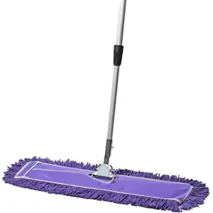 24 Inch Purple Commercial Dust Mop & Floor Sweeper with Extendable Handle - Mop for Hardwood, Tile, and Concrete Floor Cleaning