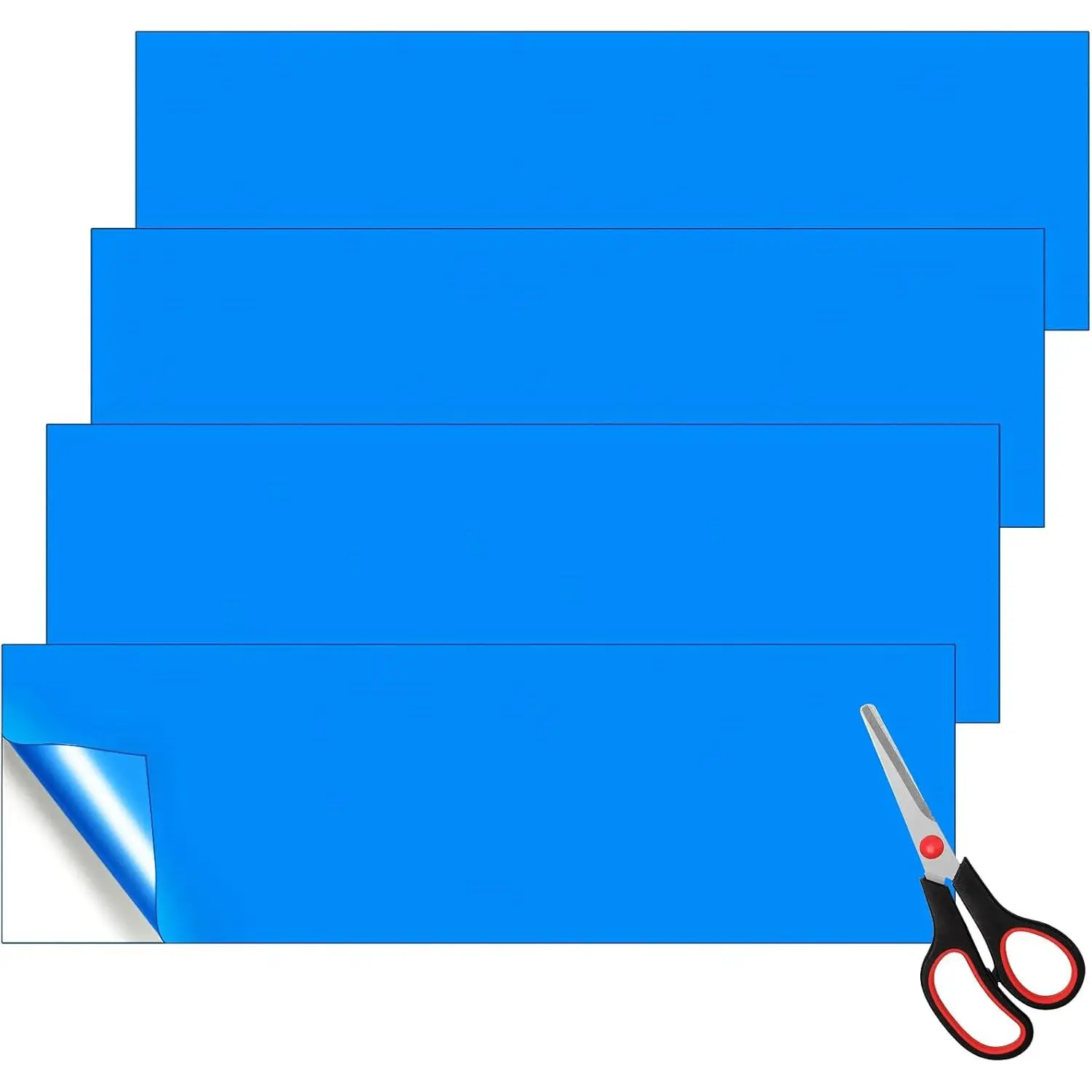 4 Pcs 23 x 5 Inch Vinyl Pool Repair Patch Kit Large Self-Adhesive PVC Pool Patch Repair Kit Cut-to-Size Inflatable Pool Patches with Scissors for Swimming Pools Inflatable Boat Products(Blue)