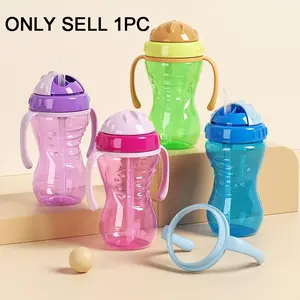 300 Ml Leak-Proof Easy-Grip Straw Cup with Handle, Straight Drinking Water Bottle, Anti-Spill Learning Cup for Boys and Girls, Feeding Baby Bottle