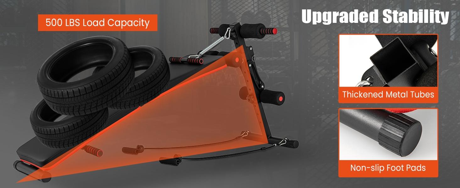 Multifunctional Adjustable Sit up Bench Foldable Workout Bench Press for Home Gym 8-in-1 with Spring Handle  Cable Fly & Elastic Ropes