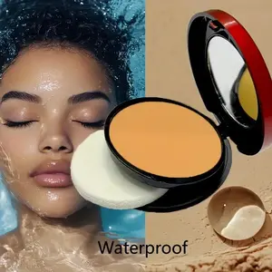 6-color waterproof and sweat-proof contouring concealer powder, Facial contouring powder, lightweight, breathable, oil-controlling matte effect, moisturizing without caking, can be layered for coverage, long-lasting makeup effect, comes with angled sponge