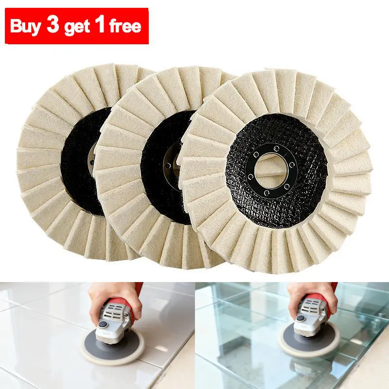 【Buy 3 Get 1 Free】5-inch Wool Polishing Wheels Buffing Pads (4PCS, 4-1/2" x 7/8" Arbor) - Angle Grinder Accessories for Metal, Glass, Ceramic Polishing, Longevity, Vibration-Absorbing, Good Heat Dissipation - Tools & Hardware
