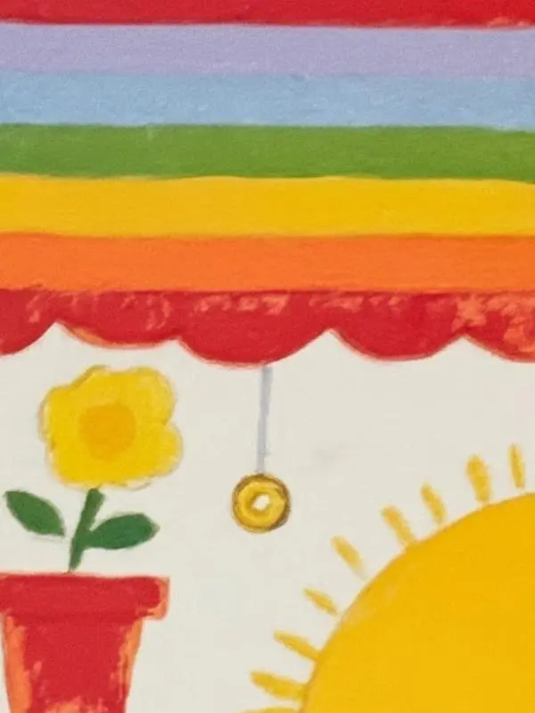 Vintage Flower and Pot Rainbow Sun Sticker