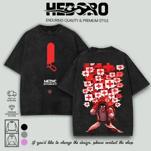 Medic Team Fortress 2 game Double Sided Oversize Washed Tshirt Unisex graphic tee 90s Fabric Fit Clothes Top Cotton, Menswear Top Black Tf2 Casual Crewneck Clothes Soft