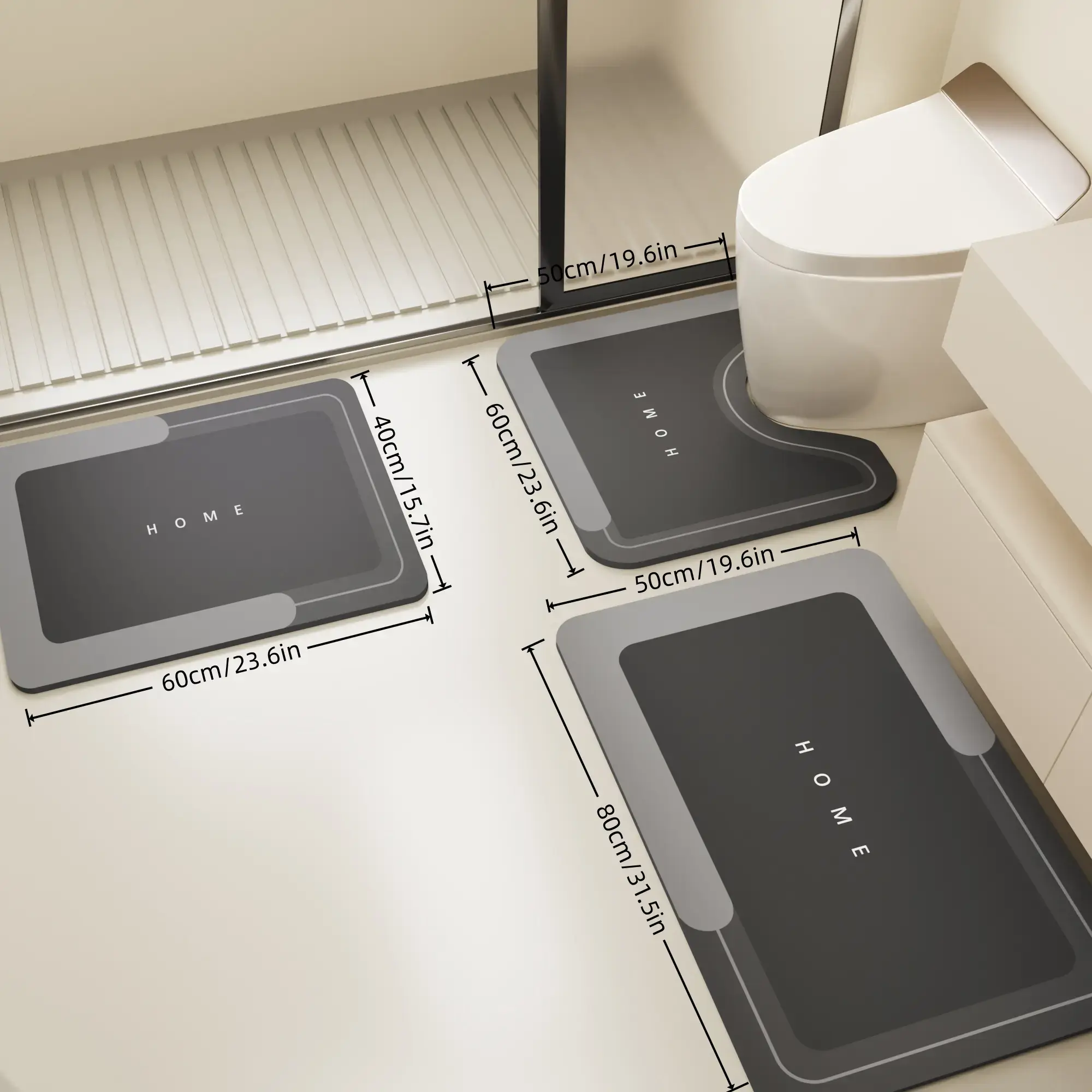 Bathroom Toilet Mat, 3-Piece Set, Quick-Drying Water-Absorbing Floor Mat, Rubber Anti-Slip Bottom Design, Suitable For Bathroom, Washbasin, Toilet, Kitchen, Living Room, Beside The Bathtub, Laundry Room, Bathroom Decoration. Father's Day gift