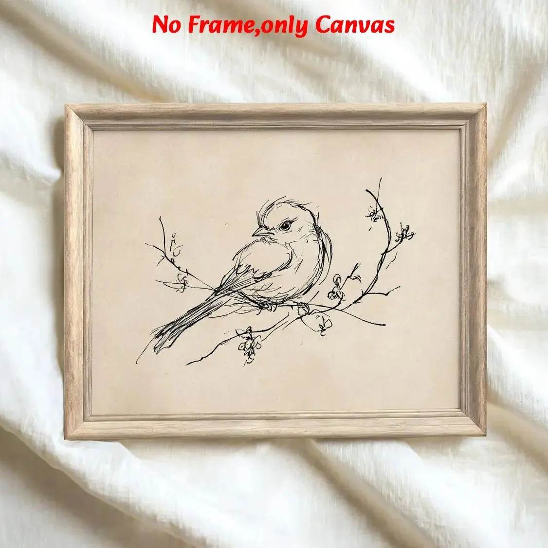 1pc, Canvas Art And Prints For Walls, wall art, Unframed Wall Art, vintage poster, retro bird sketch print, Canvas Prints, hand drawn artwork, minimalist nature line drawing, home decor aesthetic