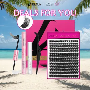 VEYESBEAUTY VB-Xtreme Cluster Lashes 3D DIY Mixed Length Individual Eyelashes Soft Durable Matte Black Fluffy for Makeup Cosmetic Eyelashes Extensions