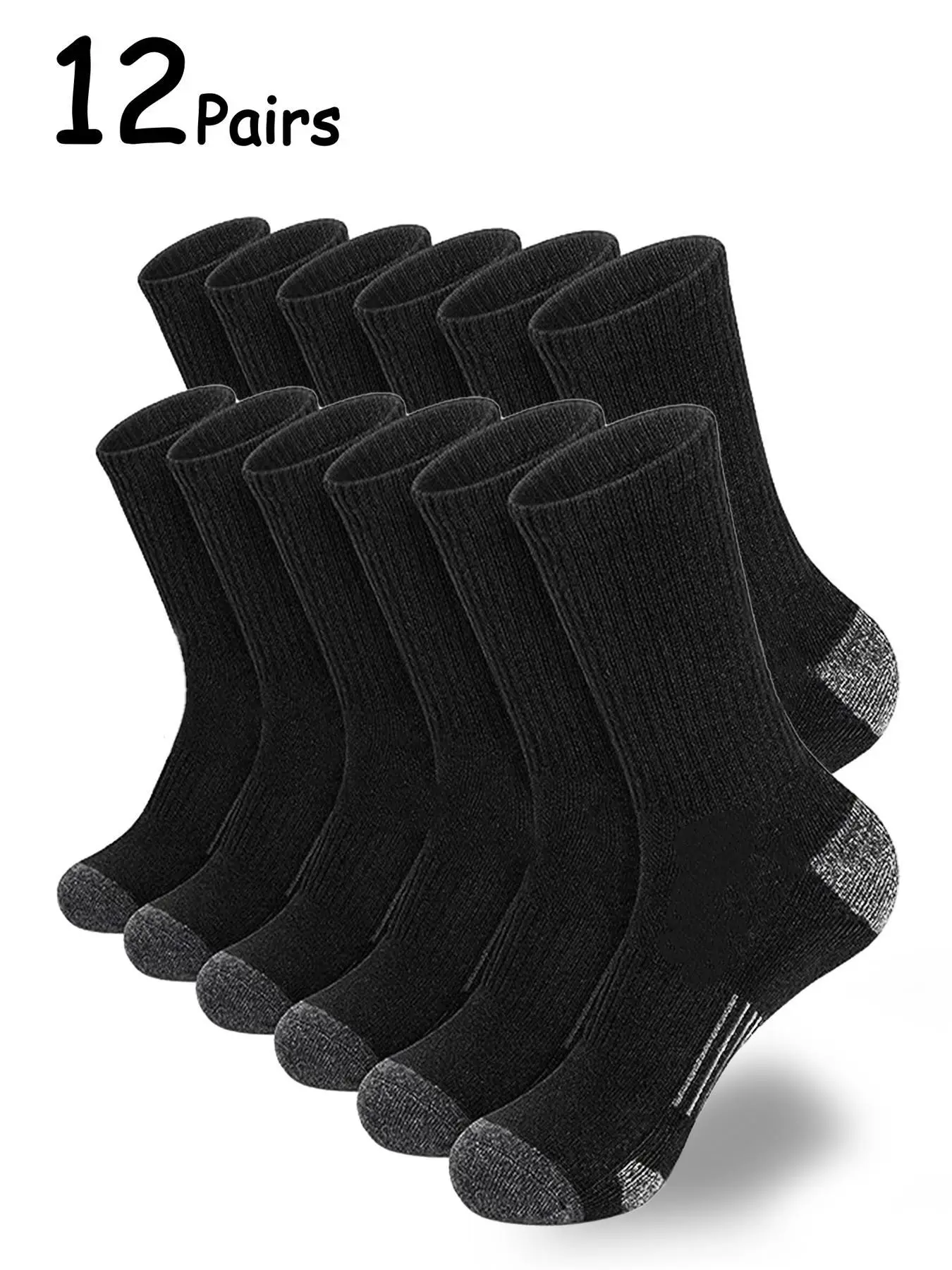 Men's 12 Pairs Colorblock Crew Socks, Casual Moisture Wicking Mid-calf Socks, Soft Comfy Breathable Hosiery for All Seasons Daily Wear