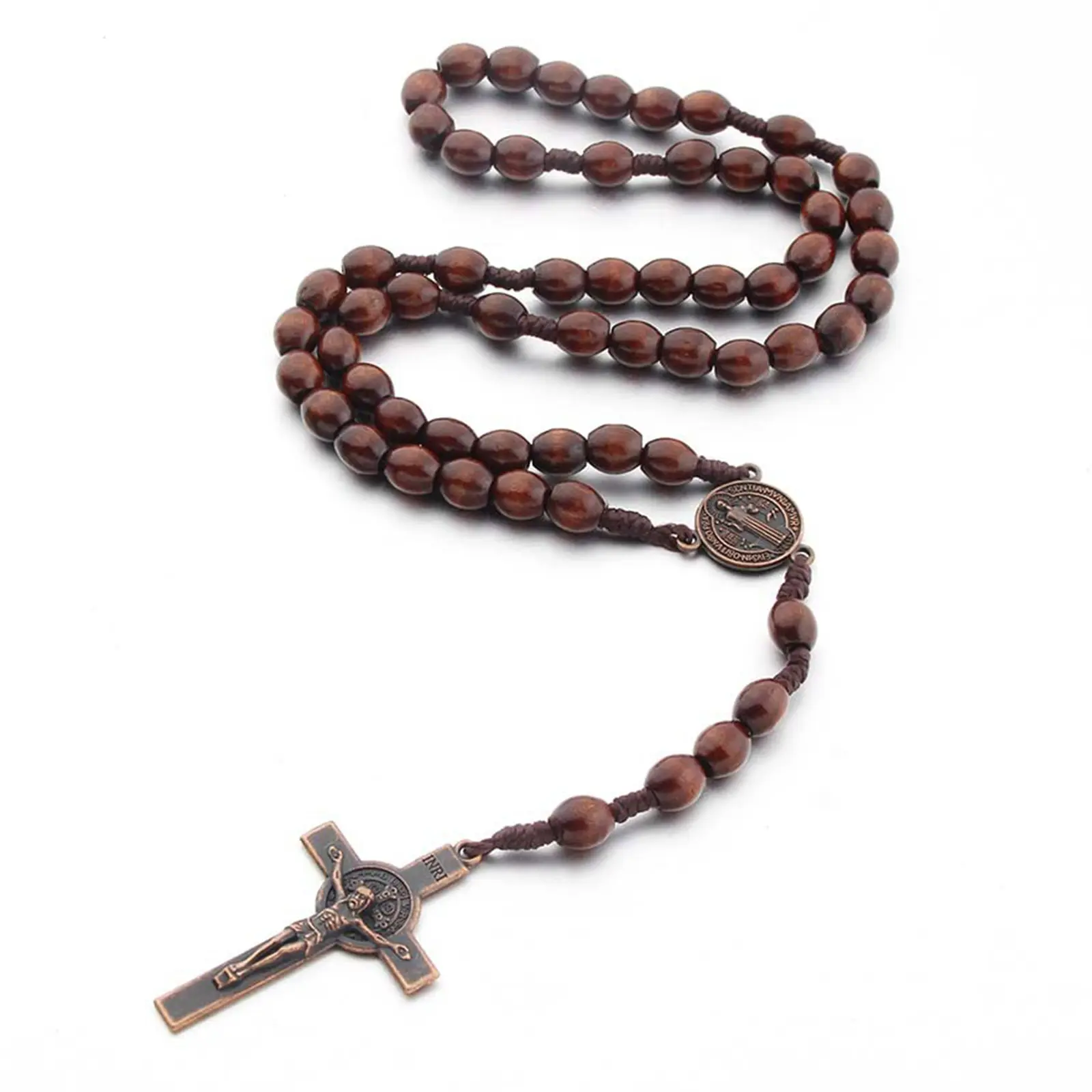 Fashion Handmade Round Bead Catholic Rosary for Cross Religious Necklaces for Wood