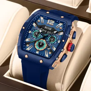 RUIGE new multifunctional men's watch with silicone tape, men's night light waterproof fashion trend watch