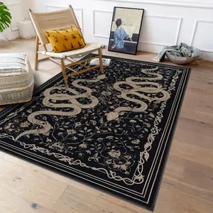 Snake Pattern Carpet, Soft Comfortable Non-Slip Rug, Animal Print Rug, Decorative Rug, Easy Clean, Vintage American Home Decor for Living Room Bedroom Dining Room Office Study