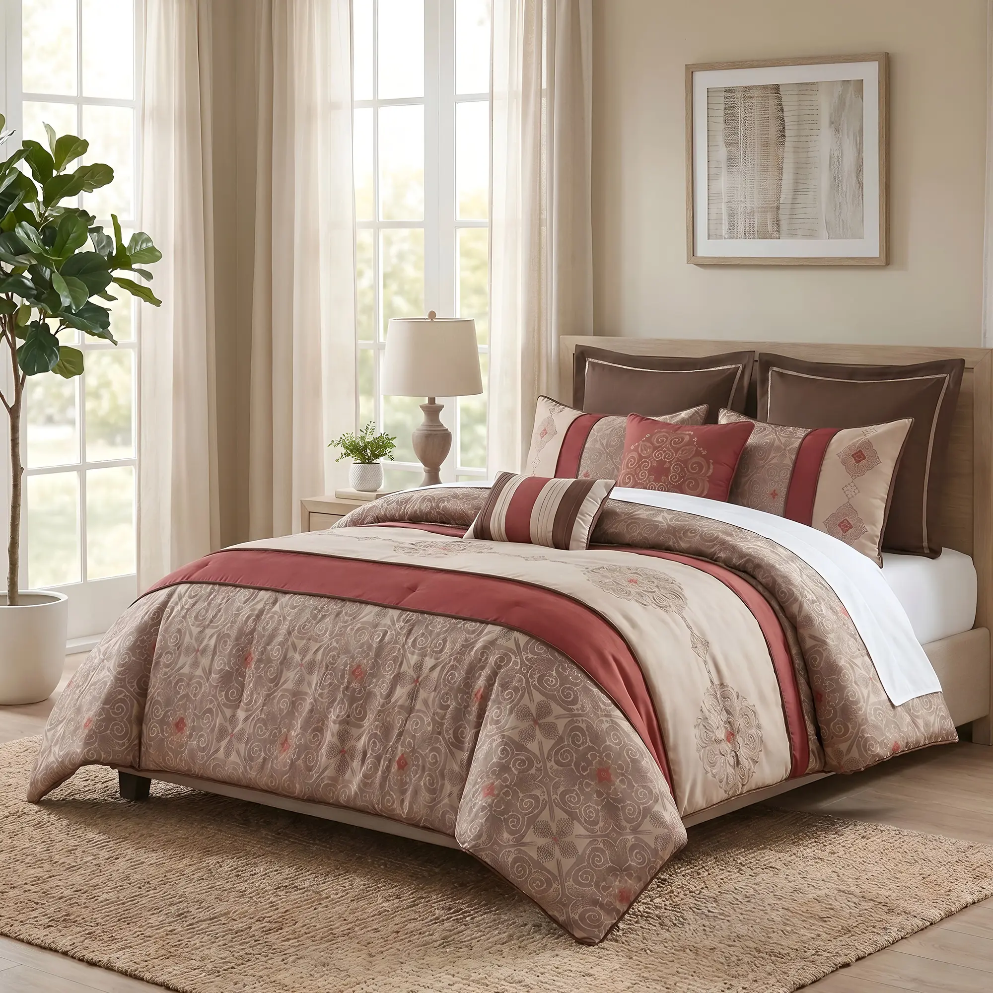 Upgrade Your Bedroom with Delaney 8 Piece Comforter Set - Chic Damask Luxury Bedding Collection