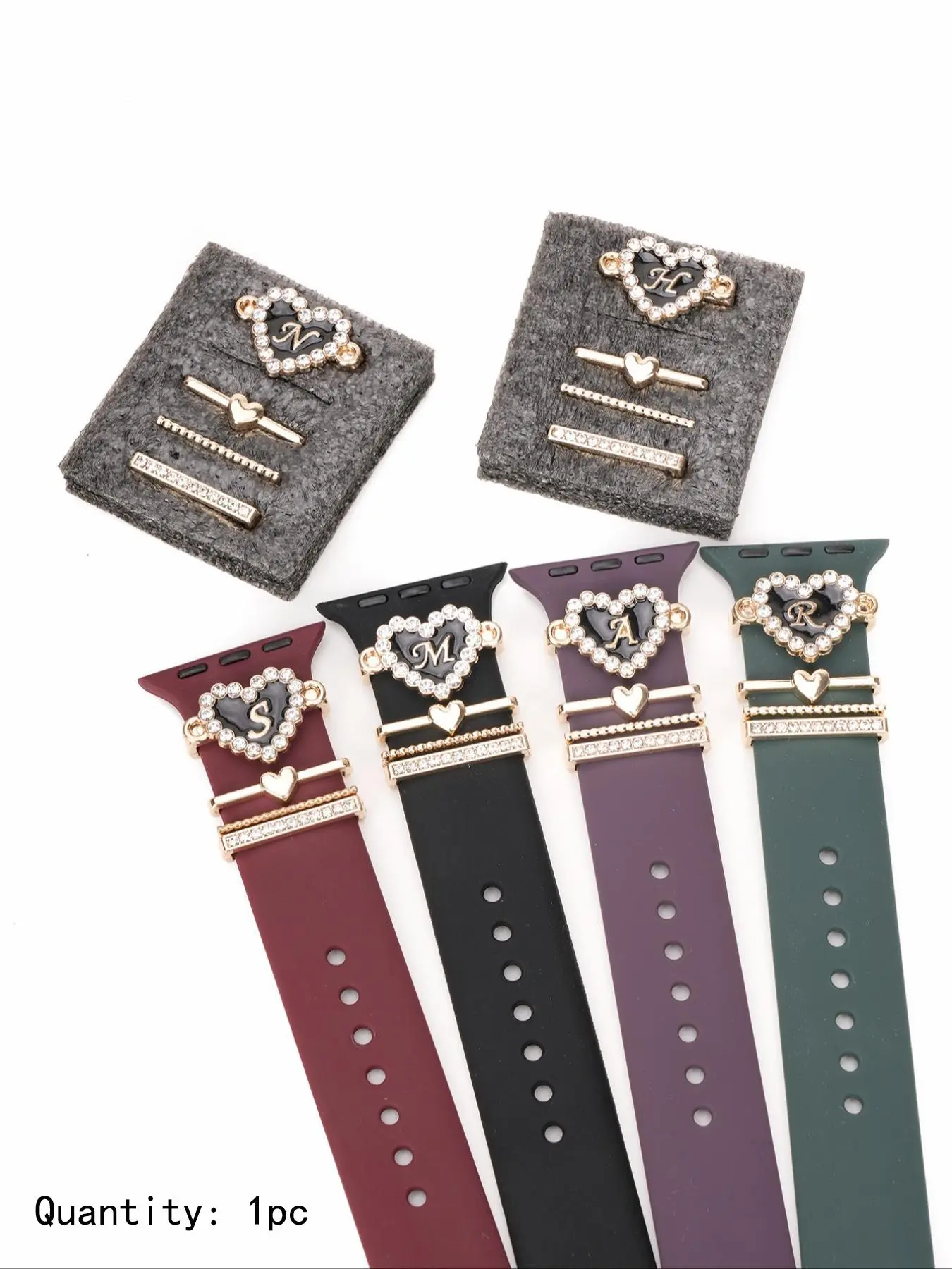 Heart & Letter Design Personalized Watch Band Charms, Rhinestone Decor Watch Band Accessories for Women & Girls, Trendy All-match & Exquisite Watch Accessories for Birthday Gift, Watch Pins