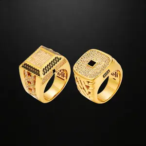 YC 18K Stackable Cubic Zirconia Square Ring - Casual Vintage Dainty Band Ring for Women, Men's Streetwear Costume Jewelry Accessories