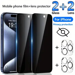 [Privacy Protection | Anti-Peeping] 2Cameras & 2Tempered Glass Privacy ScreenProtectors | Anti-PeepingTempered GlassScreen Protector for iPhone17/16/15/14/13/12/11Pro Max/Plus- Scratch-ResistantPhone Protector