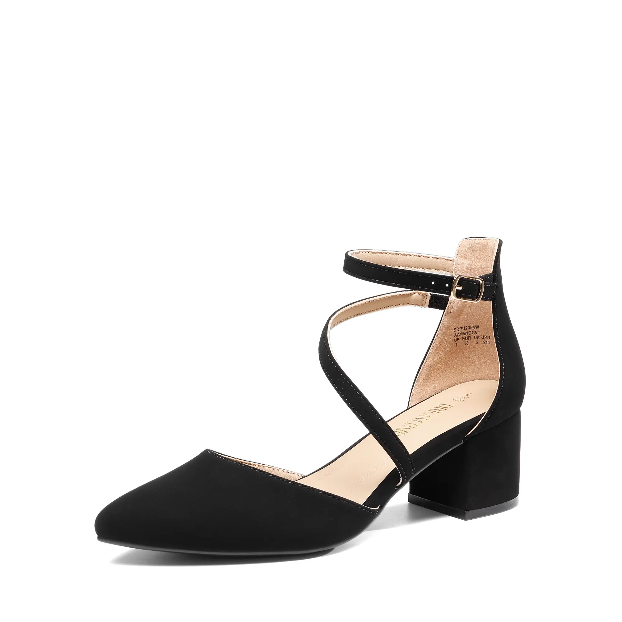 DREAM PAIRS Stylish Women's Shoes - Chunky Block Cuban Heel Sandals, Pointed Toe, Ankle Strap, Elegant Comfortable Heels for Women, Summer Casual Wear Footwear, Classy, Block Heel