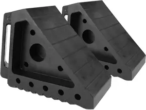 Wheel Chock Set, Solid Rubber Tire Stop 2 Pack, 8 x 4 x 6 Inch Heavy Duty with Non Slip Traction Pads and Built In Handle, All Weather Safety Block for Car, Truck, RV