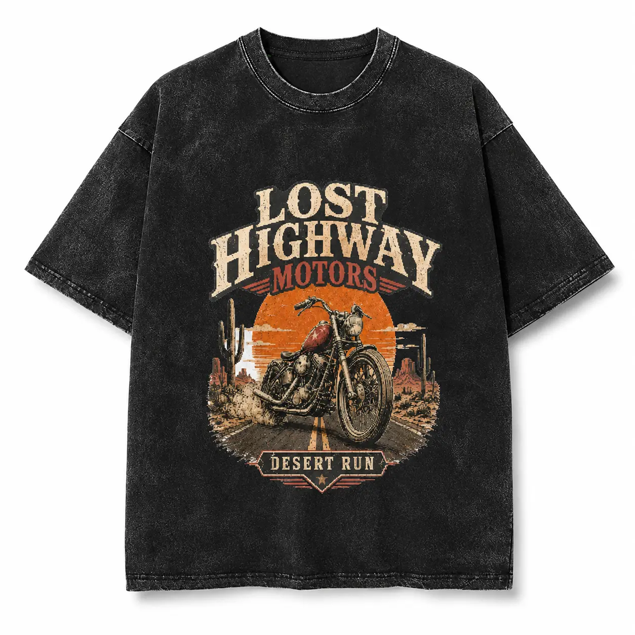 Vintage Graphic T Shirt for Men and Women, Washed Cotton Motorcycle Biker Tee, Casual Short Sleeve Top
