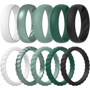 ThunderFit Silicone Rings for Her, Mix Women's Silicone Wedding Rings, 1.8mm Thick Rubber Engagement Rings Swivel & 5.5mm Classic Rings Combo