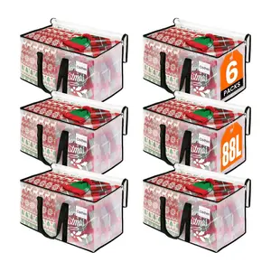 6 Pack Heavy Duty Clear Moving Bags Large Storage Totes with Handles & Zipper