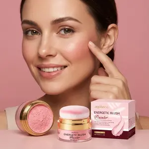Foundation Blush Powder Set with Applicator, Long-Lasting Makeup, Natural Finish, Easy Application, Daily Use Preferred
