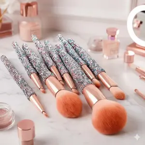 Full Makeup Brush Set with Detachable Heads & Magnetic Storage: Anti-Bacterial, Soft Bristles for Blending, Contour, Highlight, Powder. Professional & Beginner-Friendly, Portable Travel Case.