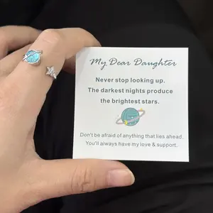 To My Daughter Gift Star & Moon Rotatable Ring for Stress Relief Fidget Ring for Anxiety Relief Adjustable Fit Copper Material Unique Meaningful Gift