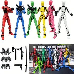 Lucky Titan T13 Multi-Jointed Action Figure 6-Pack Kit, collector toys,14cm PLA Resin 3D Printed Minifigure with 30 Movable Joints, Portable Stylized Desk Decor Collectibles, Teenage Boy Gifts, Boyfriend Presents