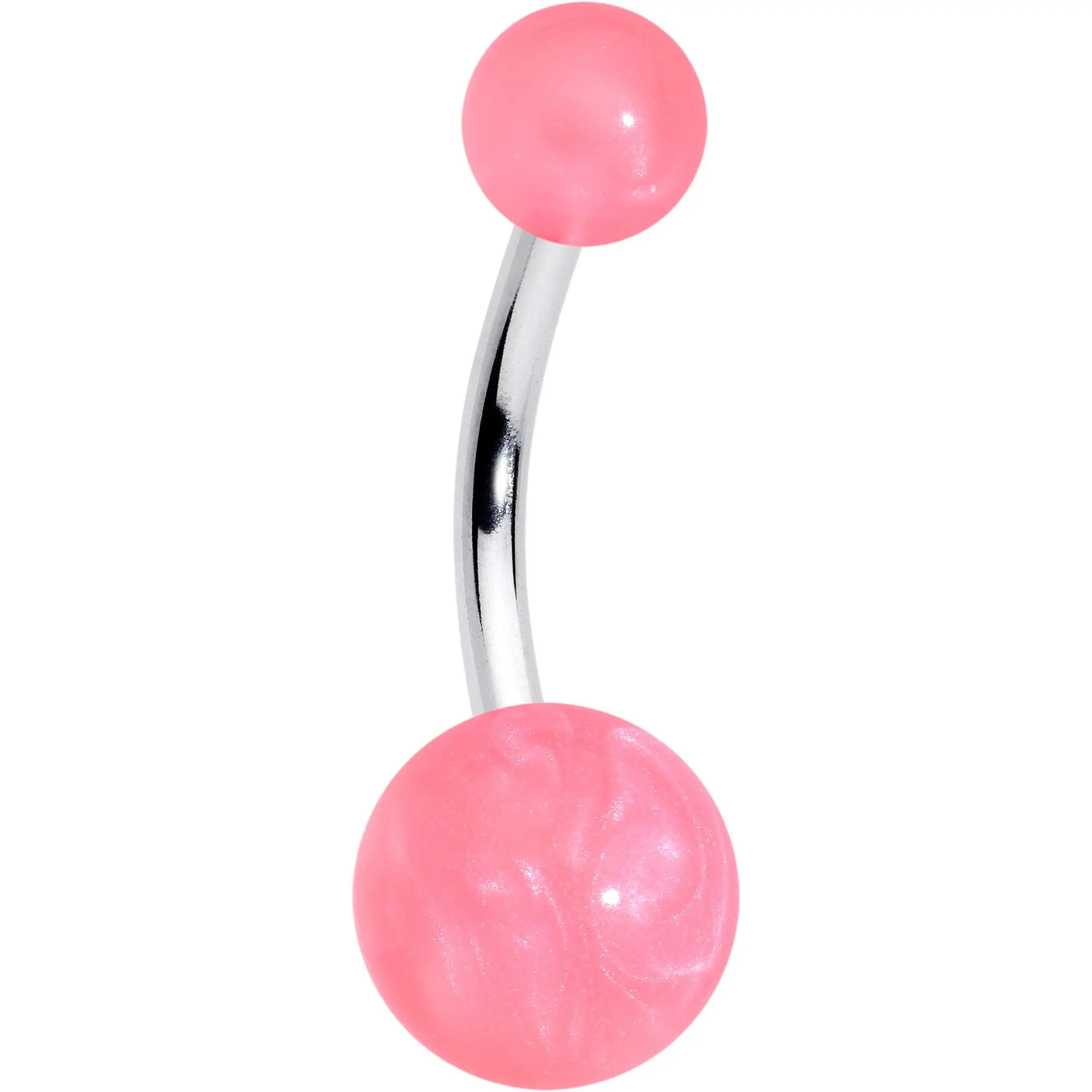 Opaque Bright Pink Ends Belly Ring