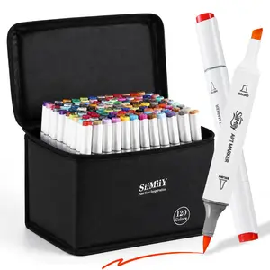 Siimiiy Art Markers,40/80/120 Colors Soft Brush & Chisel Permanent Alcohol Markers, Dual Tip Artist Sketch Art Markers Set for Adult Coloring Book, Aesthetic Cute School Supplies, Pens for Drawing Coloring Illustrations