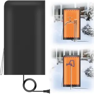 Electric Heated Outdoor Faucet Cover for Faucet and Pipe, Extra-Large 25*13.7"Oxford Fabric Spigot Heater & Freeze Protector with Overheat Protection, 57W Quick Heating for RV Home Winterizing