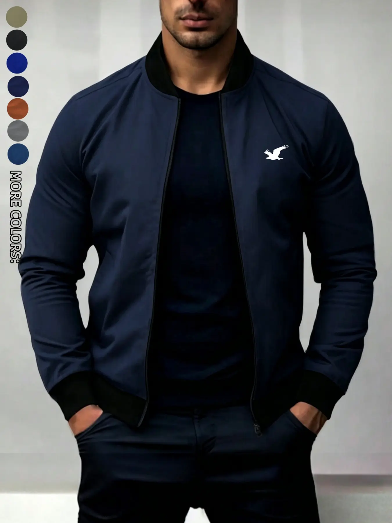 Men's Pilot Windbreaker Jacket, British Style Casual Baseball Collar Coat, Lightweight Retro, Suitable for Camping, Hiking, Cycling