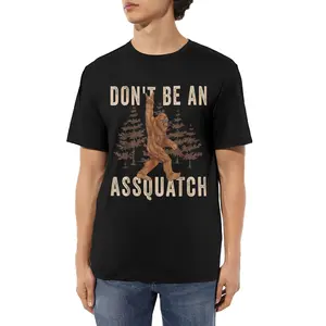 Cotton Graphic Tees, Men's Streetwear Gifts: Festival & Vacation Outfits Don't Be An Assquatch Outdoor Sasquatch Funny Bigfoot T-Shirt - Women's Unisex V-Neck Short Sleeve - Black